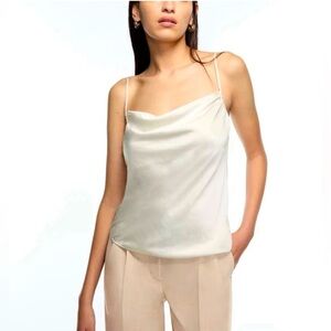 Aritzia Wilfred Cowl Neck Slip Top, XS, satin silky, spaghetti straps Modern